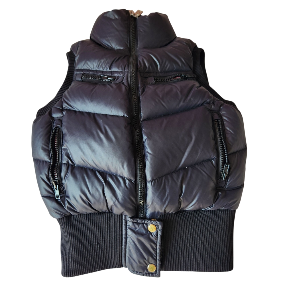 Black TNA  Puffer Vest with Zipper Accents
